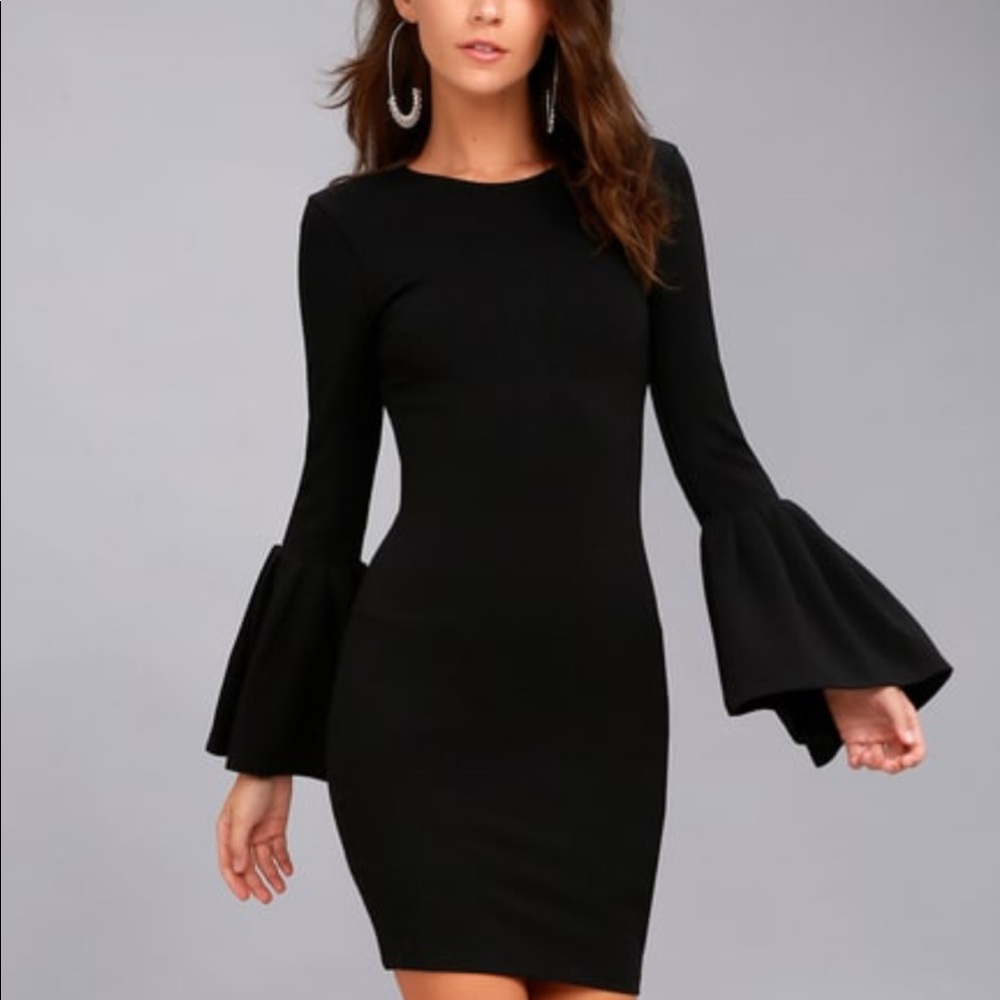 Lulus black dress with bell sleeves